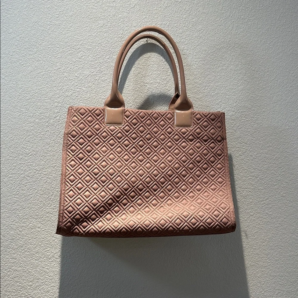 Tory Burch Tan Quilted Diamond-Pattern Tote